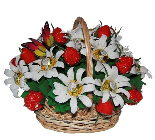 L002.99 Букет из конфет *Ягодки, клубнички* L002.99 Букет из конфет *Ягодки, клубнички*