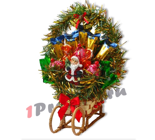 L007.29 Букет из конфет *Сказочные санки* L007.29 Букет из конфет *Сказочные санки*