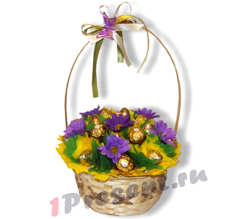 L002.81 Праздный букет из конфет *Корзина с цветами* L002.81 Праздный букет из конфет *Корзина с цветами*
